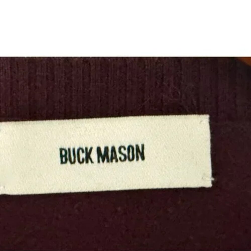 Buck Mason Mens Burgundy 100% Wool Sweater Crewneck Long Sleeve XL - Picture 4 of 5